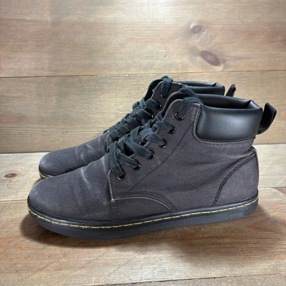 Dr Martens Maelly Womens size 8 shoes Black Canvas Lace Up Padded Ankle boots